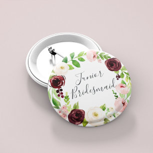 Blush Romance Junior Bridesmaid 6 Cm Round Badge