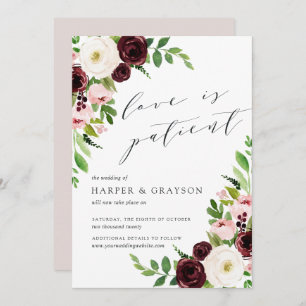Blush Romance Love Is Patient Wedding Postponement Invitation