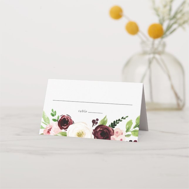 Blush Romance Wedding Place Card (Front)