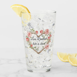 Blush Romantic Rose Floral Heart Love Glass