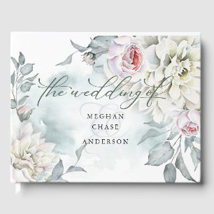 Blush Rose and Alabaster Garden Floral Guest Book