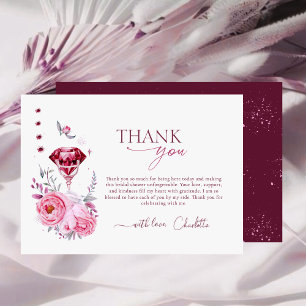 Blush Rose and Diamond Bridal Shower Thank You Card