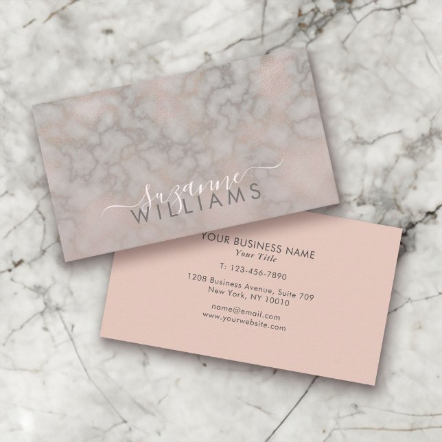 Blush Rose and Grey Marbled Elegance Business Card (Creator Uploaded)