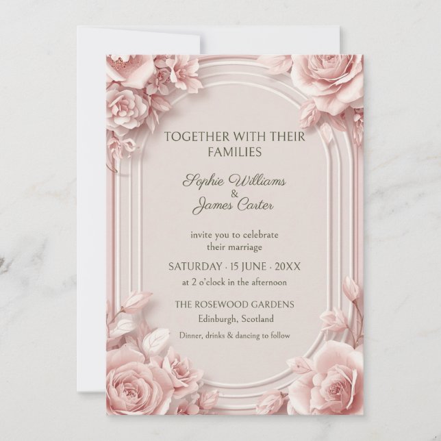 Blush Rose Arch Frame Wedding Invitation (Front)