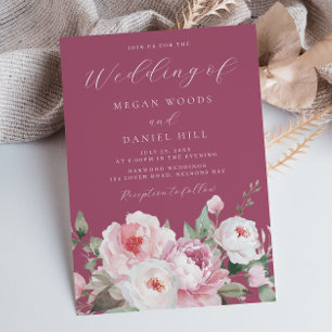 Blush & Rose Berry Botanical Floral Wedding Invitation