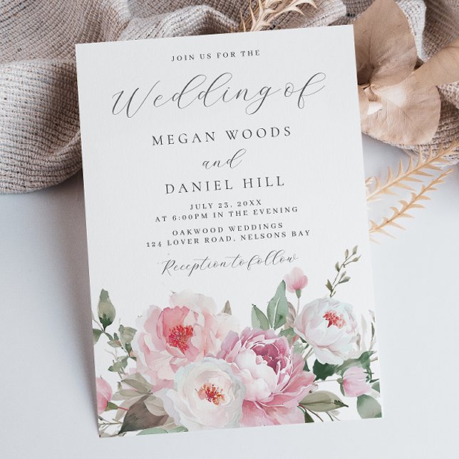 Blush & Rose Botanical Floral Wedding Invitation (Creator Uploaded)