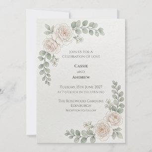 Blush Rose Botanical Wedding Invitation