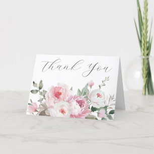 Blush & Rose Botanical Wedding Or Bridal Thank You Card