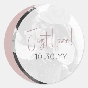 Blush Rose Casual Just Love Wedding Classic Round Sticker