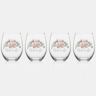 Blush Rose “Cheers to Love” Stemless Wine Glass