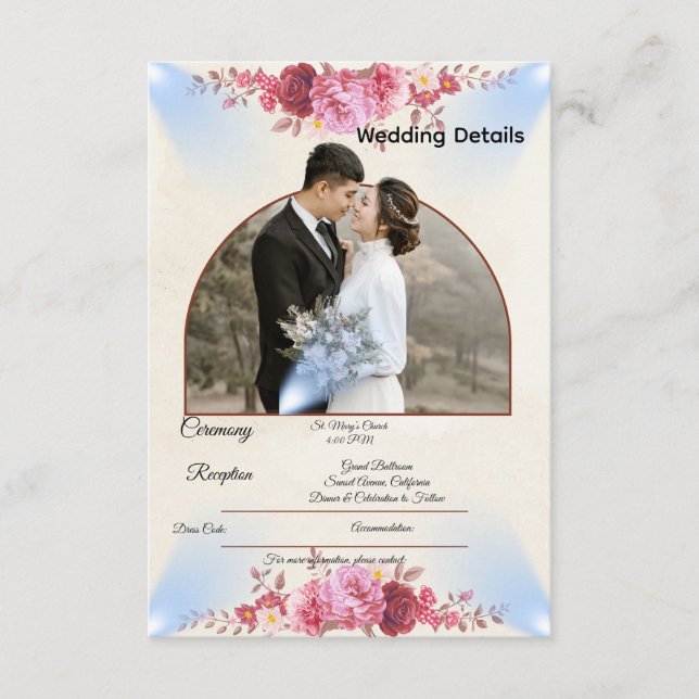 Blush Rose Church Wedding Enclosure Card (Front)