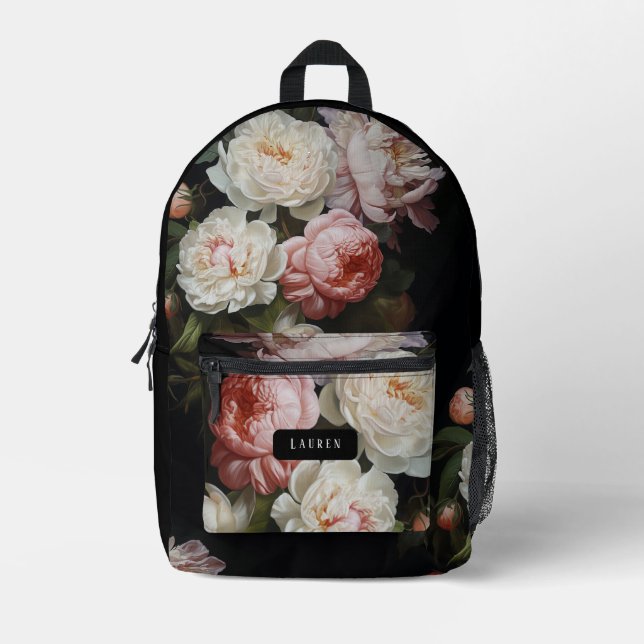Blush Rose Classic Dutch Moody Baroque  Printed Backpack (Front)