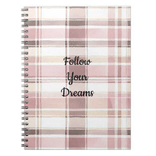 Blush Rose Cream Brown Stripes Notebook