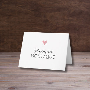 Blush Rose Decorative Heart Handwritten Name Note Card