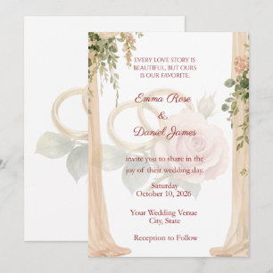 Blush Rose & Draped Floral Wedding Invitation Ro