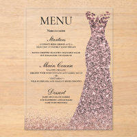 Blush Rose Dress Birthday Party Bridal Shower Menu