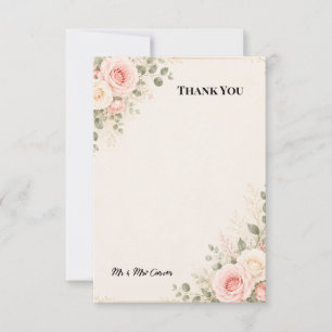Blush Rose Eucalyptus Wedding Thank You Card