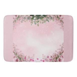 Blush Rose Floral Bathroom Mat