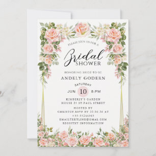 Blush Rose Floral Modern Bridal Shower Invitation