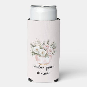 Blush Rose Floral Seltzer Can Cooler