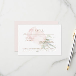 Blush Rose Floral Simple Wedding RSVP Card