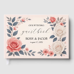 Blush Rose Floral Wedding Guest Book