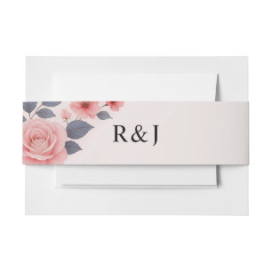 Blush Rose Floral Wedding Invitation Belly Band