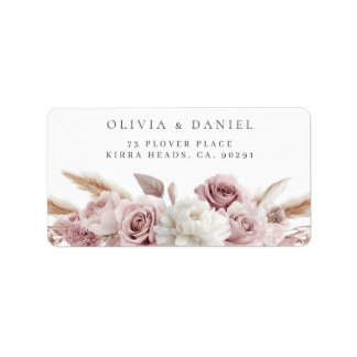 Blush Rose Floral Wedding Return Address Label