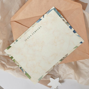 Blush Rose Garden Watercolor Floral Flat Note Card