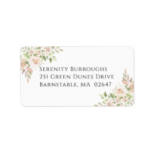 Blush Rose Garden Watercolor Pink Floral Roses Label