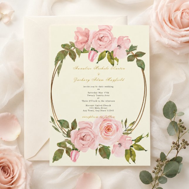 Blush Rose Garden Wedding Invitation (Creator Uploaded)