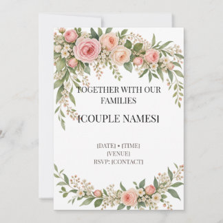Blush Rose Garden Wedding Invitation Template | Ed