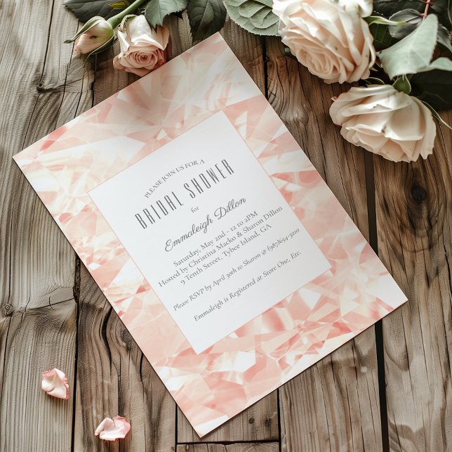 Blush Rose Gemstone Cut Bridal Shower Invitation (Creator Uploaded)