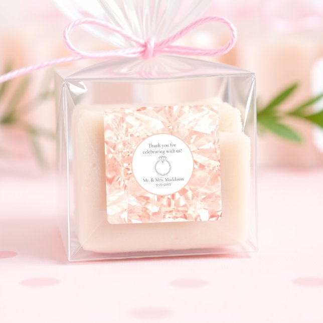 Blush Rose Gemstone Illusion Wedding Square Sticker (Creator Uploaded)