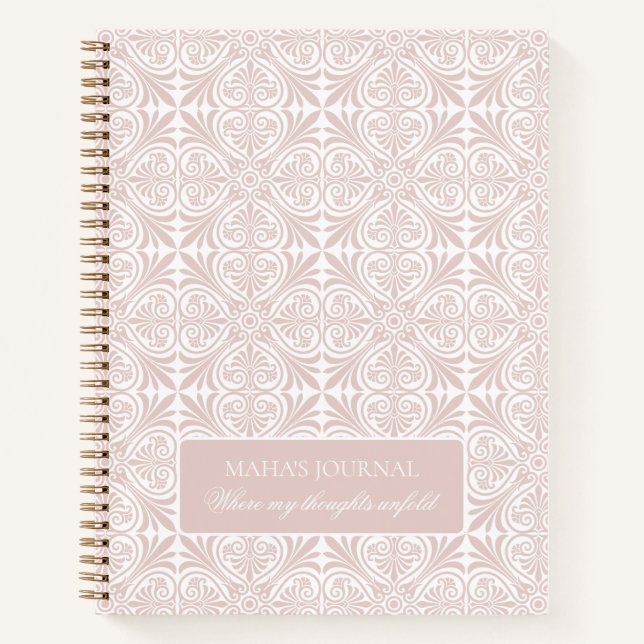 Blush Rose Geometric Floral Personalized Journal (Front)