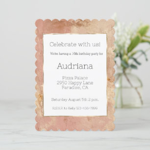 Blush Rose Gold 16th Birthday Invitation