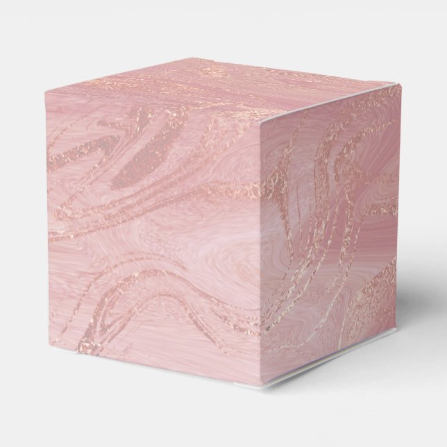 Blush  Rose Gold Blush Pink Marble Favour Gift Box (Back Side)