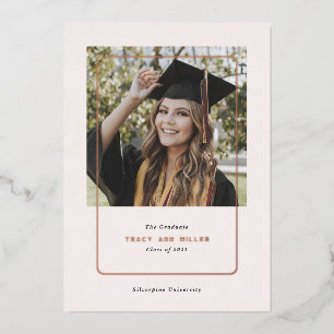 Blush rose gold chic graduation announcement