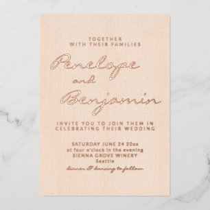 Blush Rose Gold Cursive Script Wedding Elegant