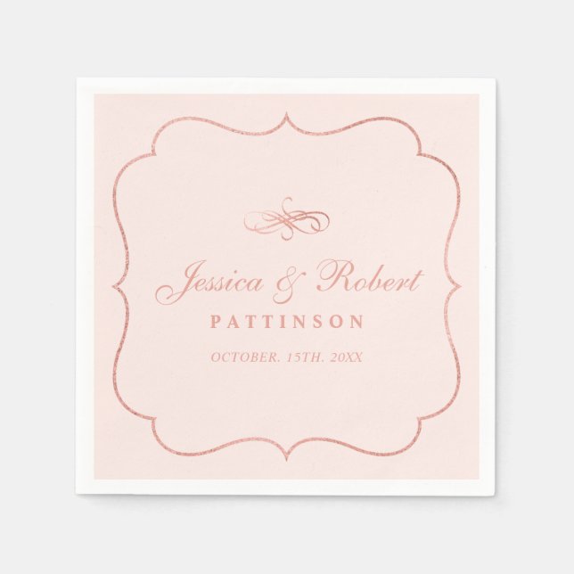 Blush & Rose Gold | Elegant Classic Wedding Napkin (Front)