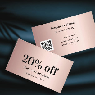 Blush rose gold elegant qr code  discount card