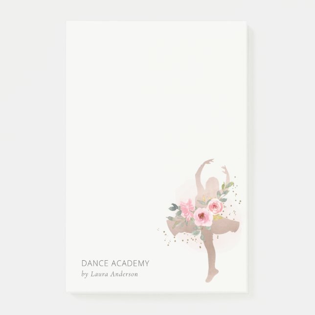 Blush Rose Gold Floral Dancer Dance Academy Logo Post-it Notes (Front)
