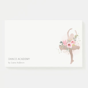 Blush Rose Gold Floral Dancer Dance Academy Logo Post-it Notes