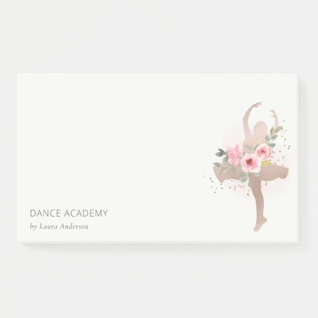 Blush Rose Gold Floral Dancer Dance Academy Logo Post-it Notes (Front)