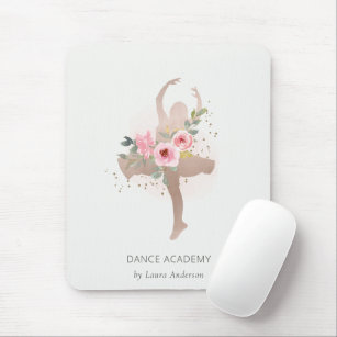 Blush Rose Gold Floral Girl Dancer Dance Academy Mouse Pad