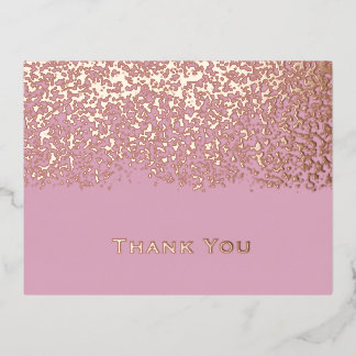 Blush Rose Gold Foil Wedding Thank You Holiday Postcard