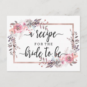 Blush & Rose Gold Framed Bridal Shower Recipe Card