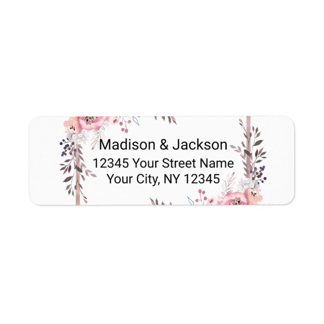 Blush & Rose Gold Framed Wedding Return Address (Front)