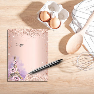 Blush rose gold french Paris recipe cookbook page