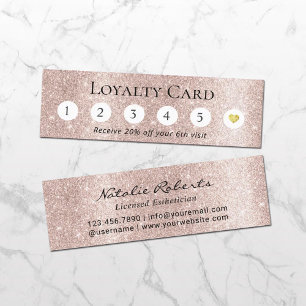 Blush Rose Gold Glitter 6 Punch Customer  Loyalty Card